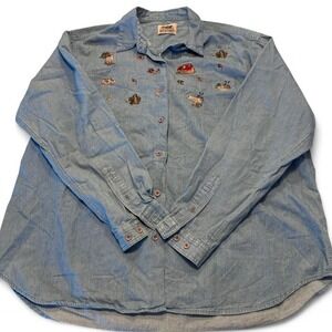 Vintage Northern Refections- super‎ soft Blue denim like-cotton button-up